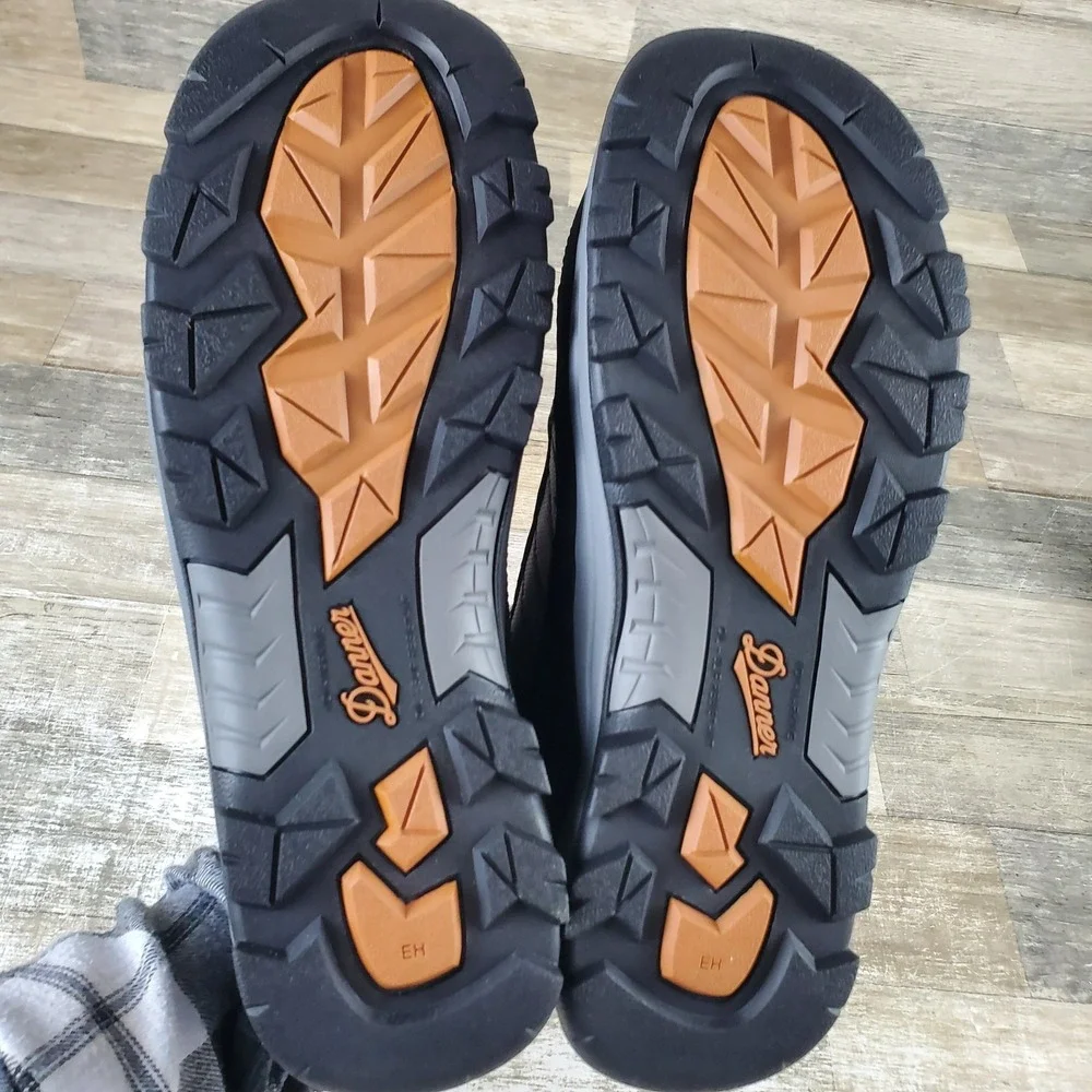 Danner Riverside Hiking Boots Sz‎ 10 Gray Orange Leather Lace Up Mid Top Shoes